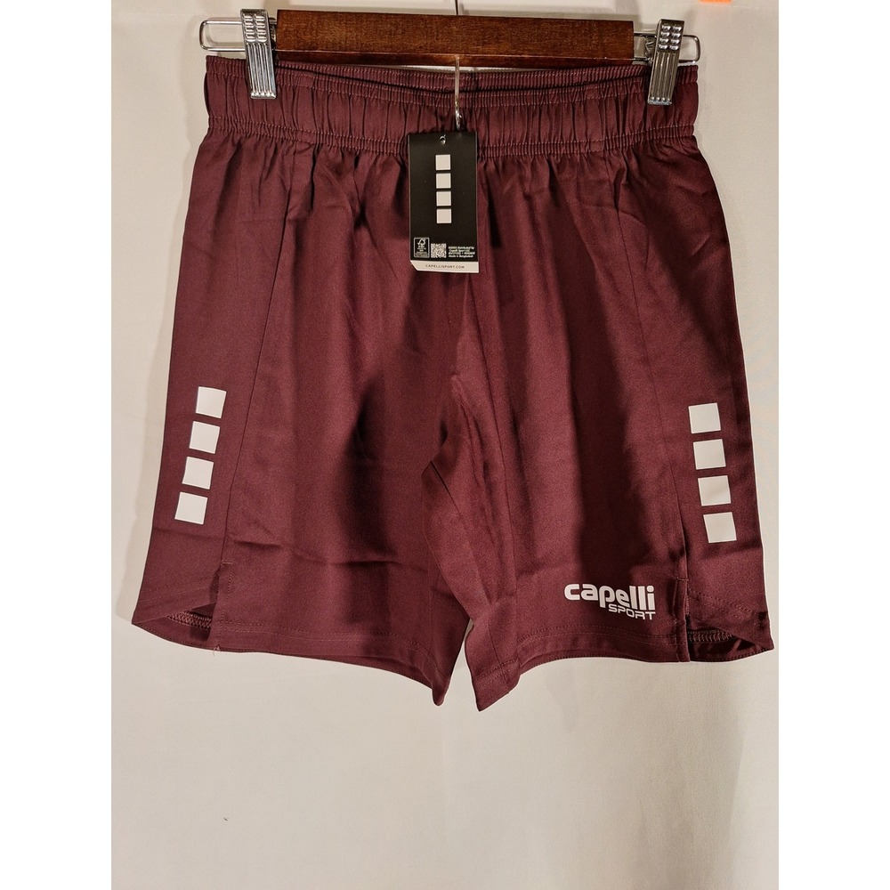 Capelli Sport Youth Brooklyn II Woven Match Shorts Maroon White AGA-7986 Size L